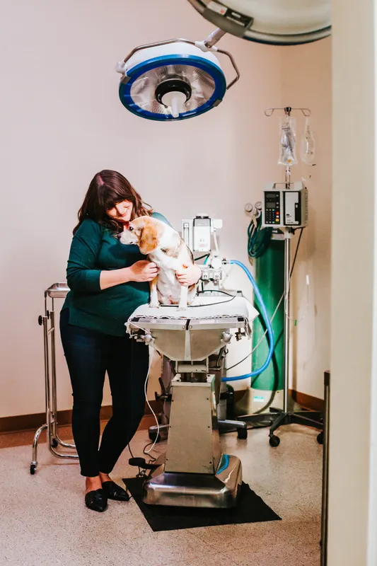 A team member caring for a patient in the surgical suite.