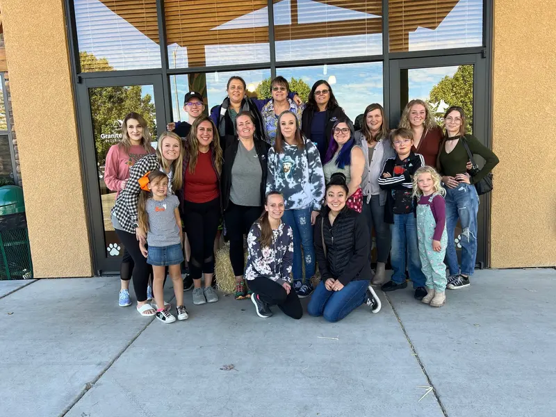 The whole team gathered outside for the yearly staff photo.