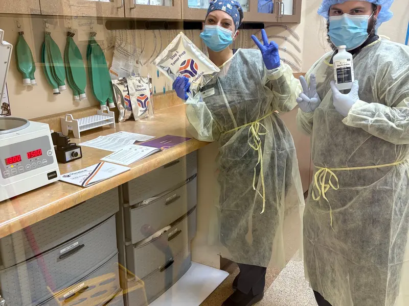 Team members working in the immunotherapy lab.